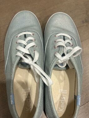 Keds Metallic Light Blue Canvas Lace-Up Sneakers